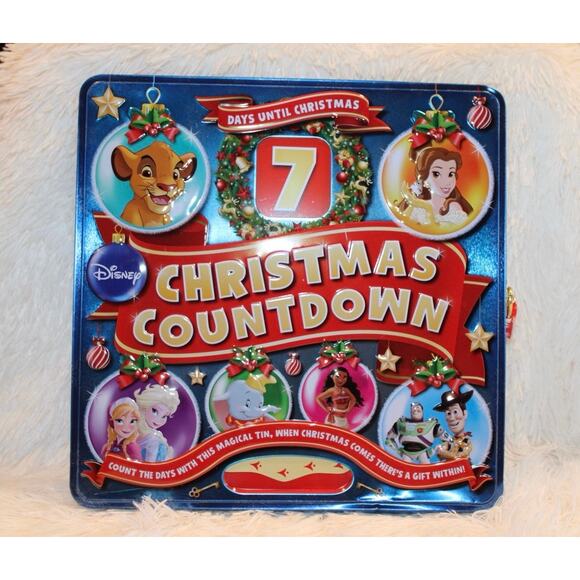 Disney Christmas Countdown Tin Book Set 7 Days w/ Stickers & Lock 2020 - Picture 1 of 5